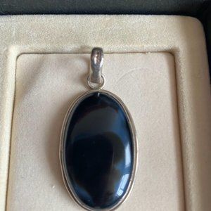 VINTAGE  STERLING  SILVER  & STONE  PENDANT .